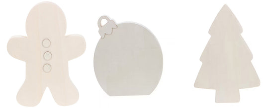 Ashland Christmas Craft Supply - Unfinished DIY Chunky Wood Icon Shapes