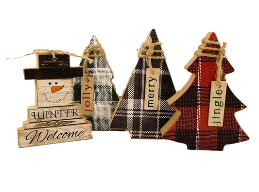 AGD Christmas Decor - Winter Welcome Believe Snowman and Trees 4pc