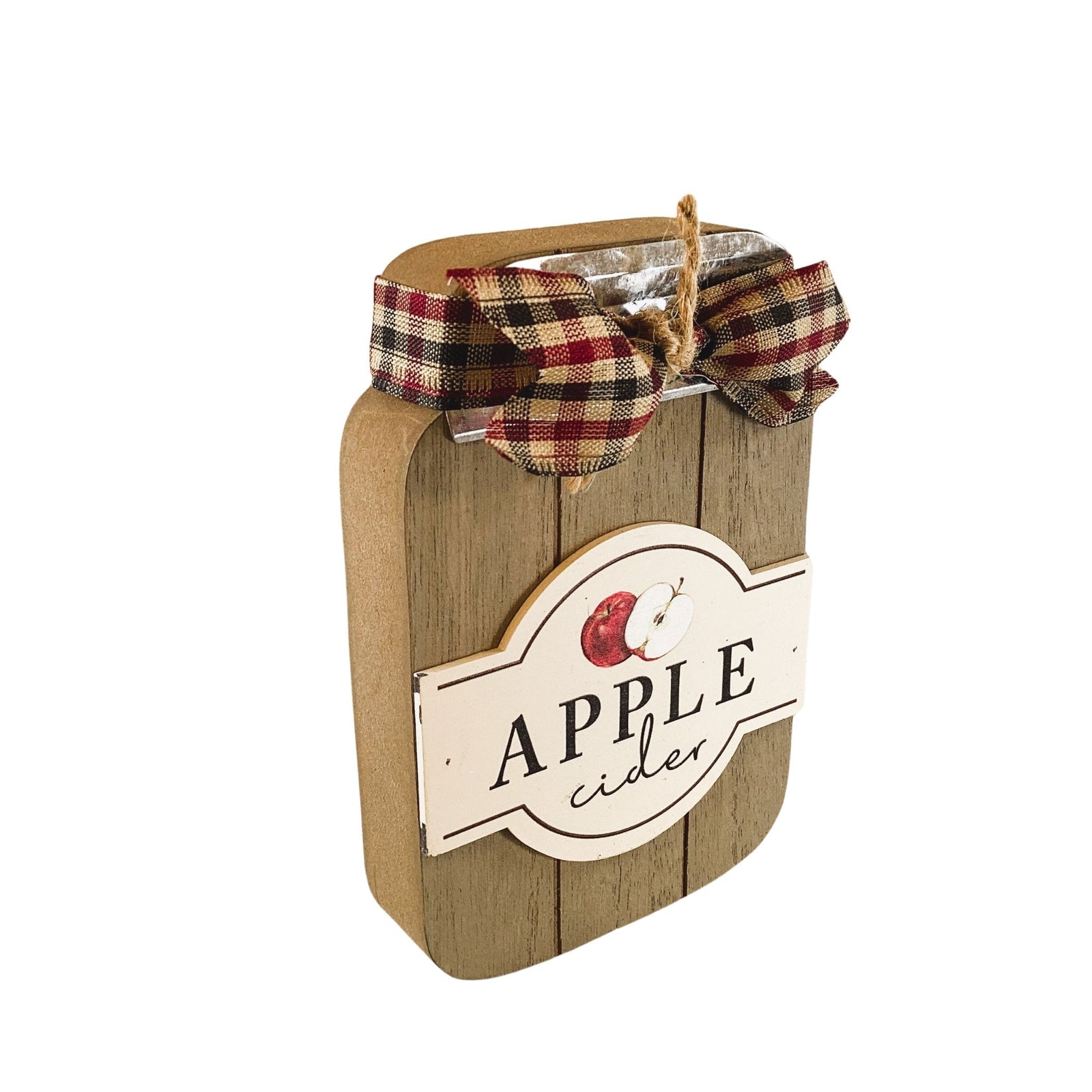 AGD Fall Decor - Chunky Wood Apple and Cider Jar 2pc Set