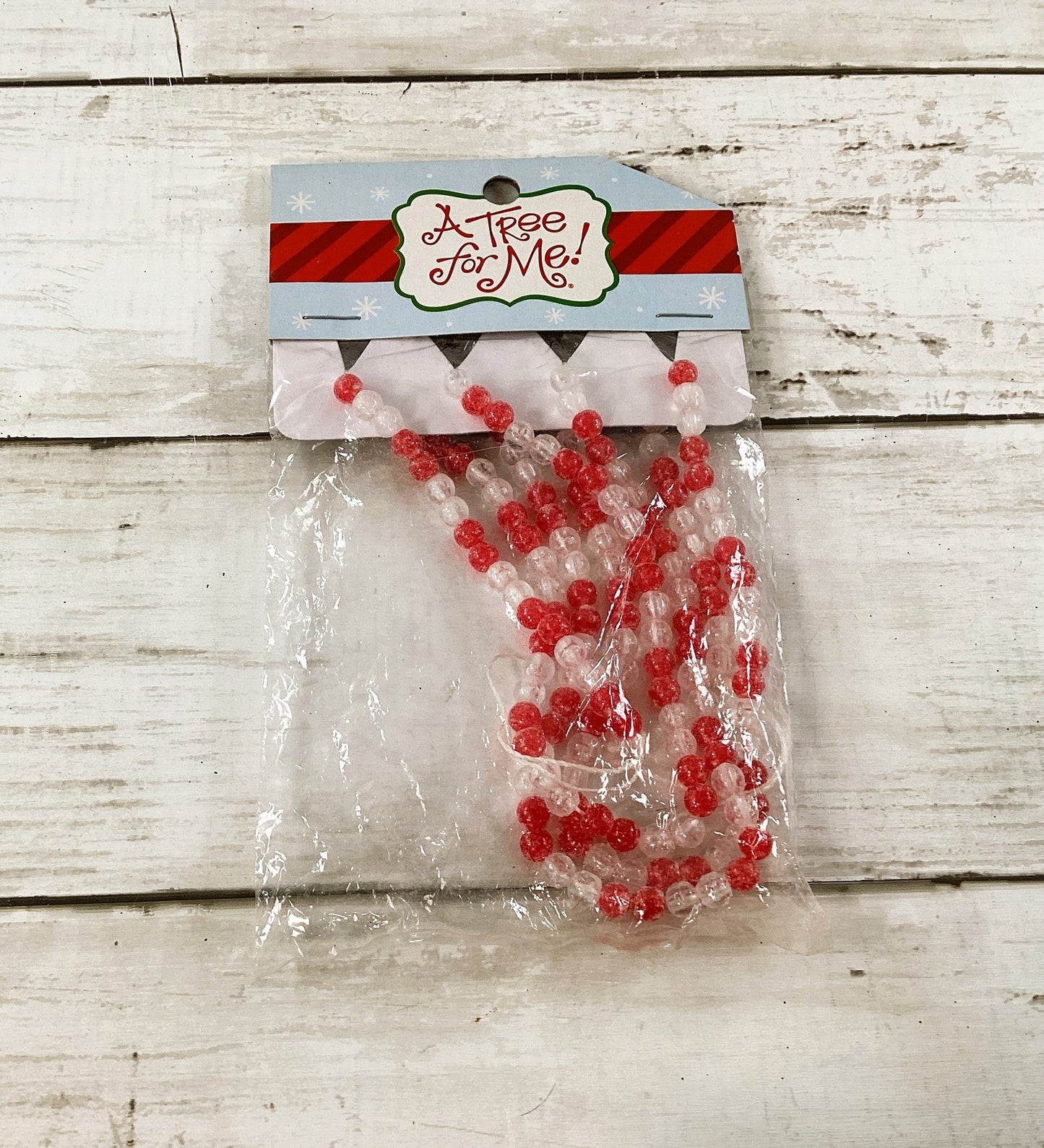 HL Christmas Decor - Miniature Tree Red White Sugar Bead Garland 3ft