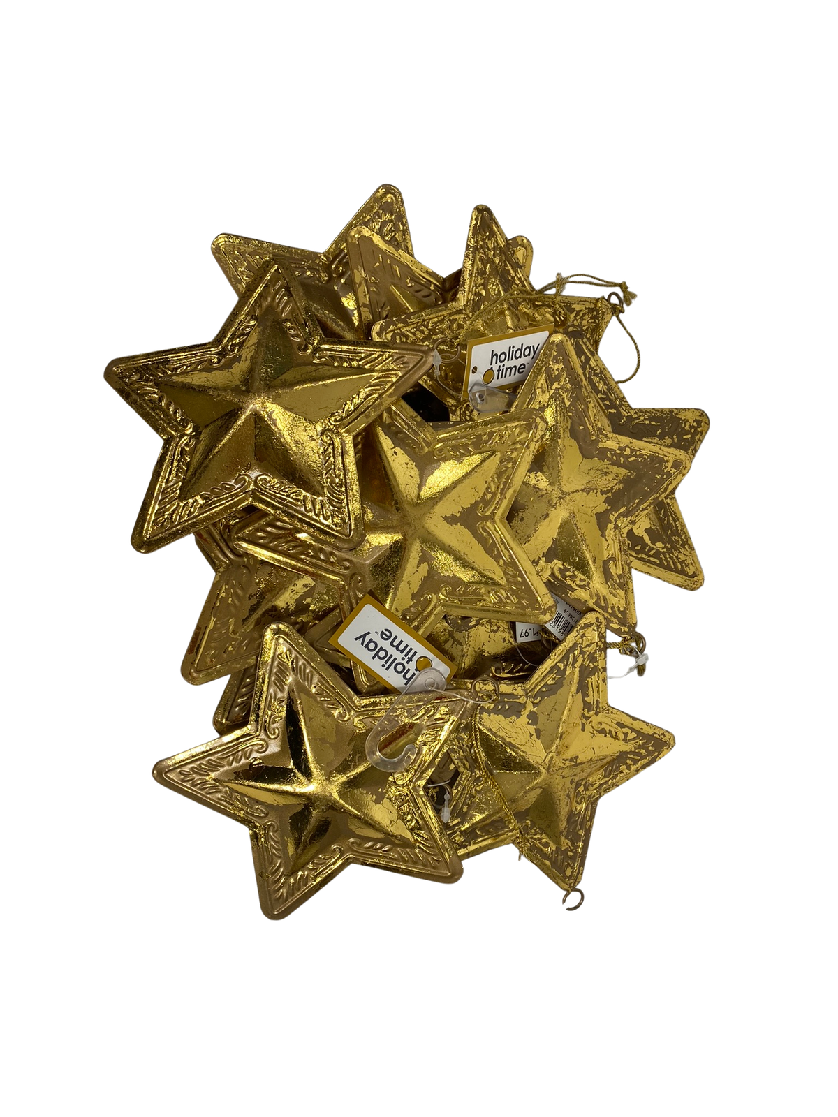 WM Christmas Decor - Antique Gold 3-D Star Ornaments 12pc Set