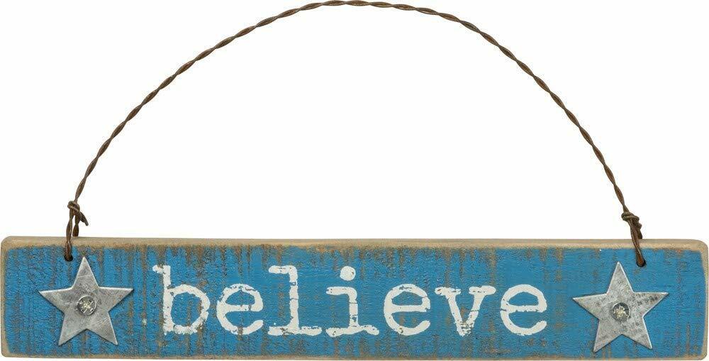 PBK Christmas Decor - Peace Joy Believe Prim Ornaments 3pc Set