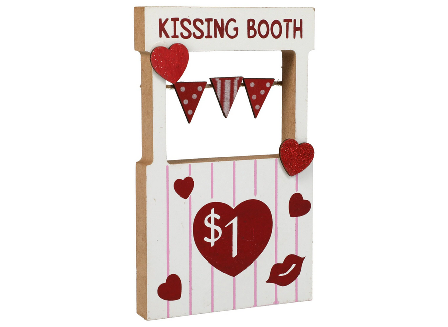 DT Valentines Decor - Small Wood Kissing Booth Tier Tray Decor 2pc Set