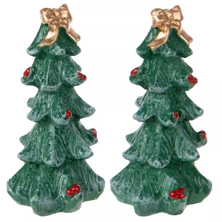 HL Christmas Craft Decor - Miniature Resin Tree Figurines 2pc