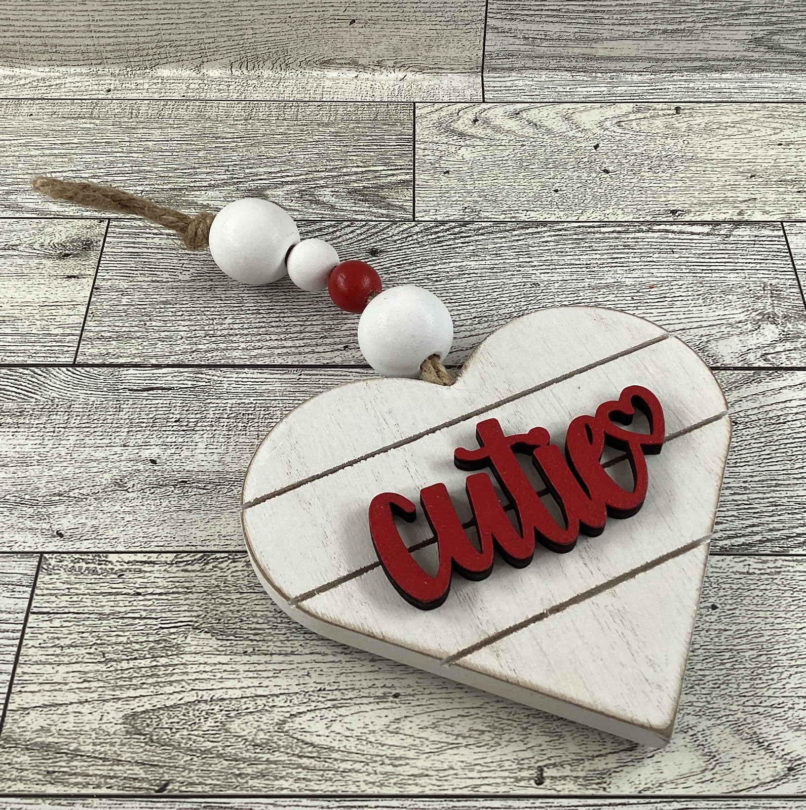 AGD Valentines Decor - Cutie Buffalo Plaid Layer Wood Ornament