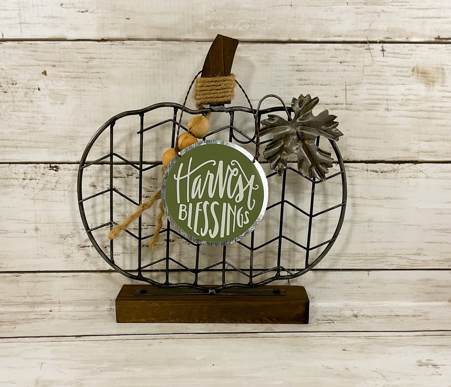 PBK Fall Decor - Metal Wire Pumpkin with Beads
