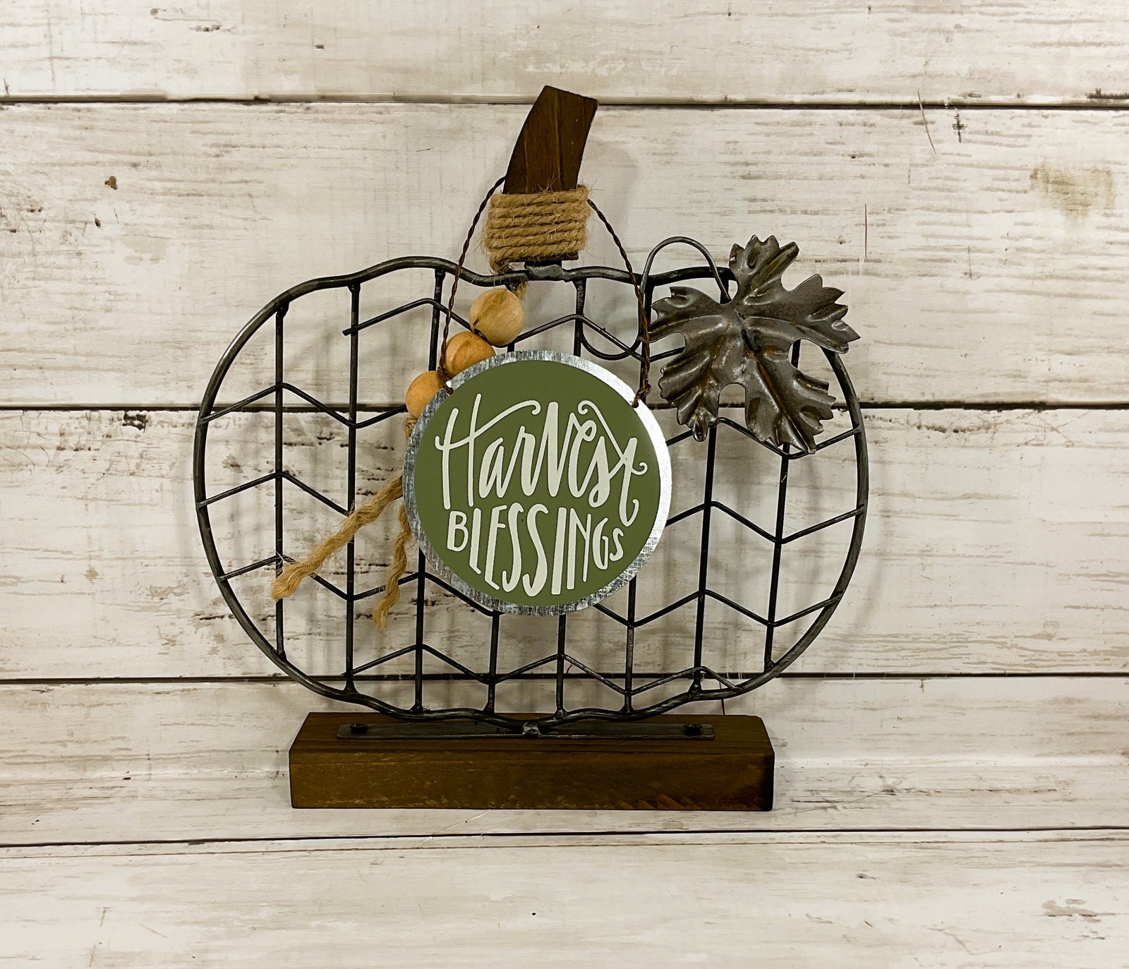 PBK Fall Decor - Metal Wire Pumpkin with Beads
