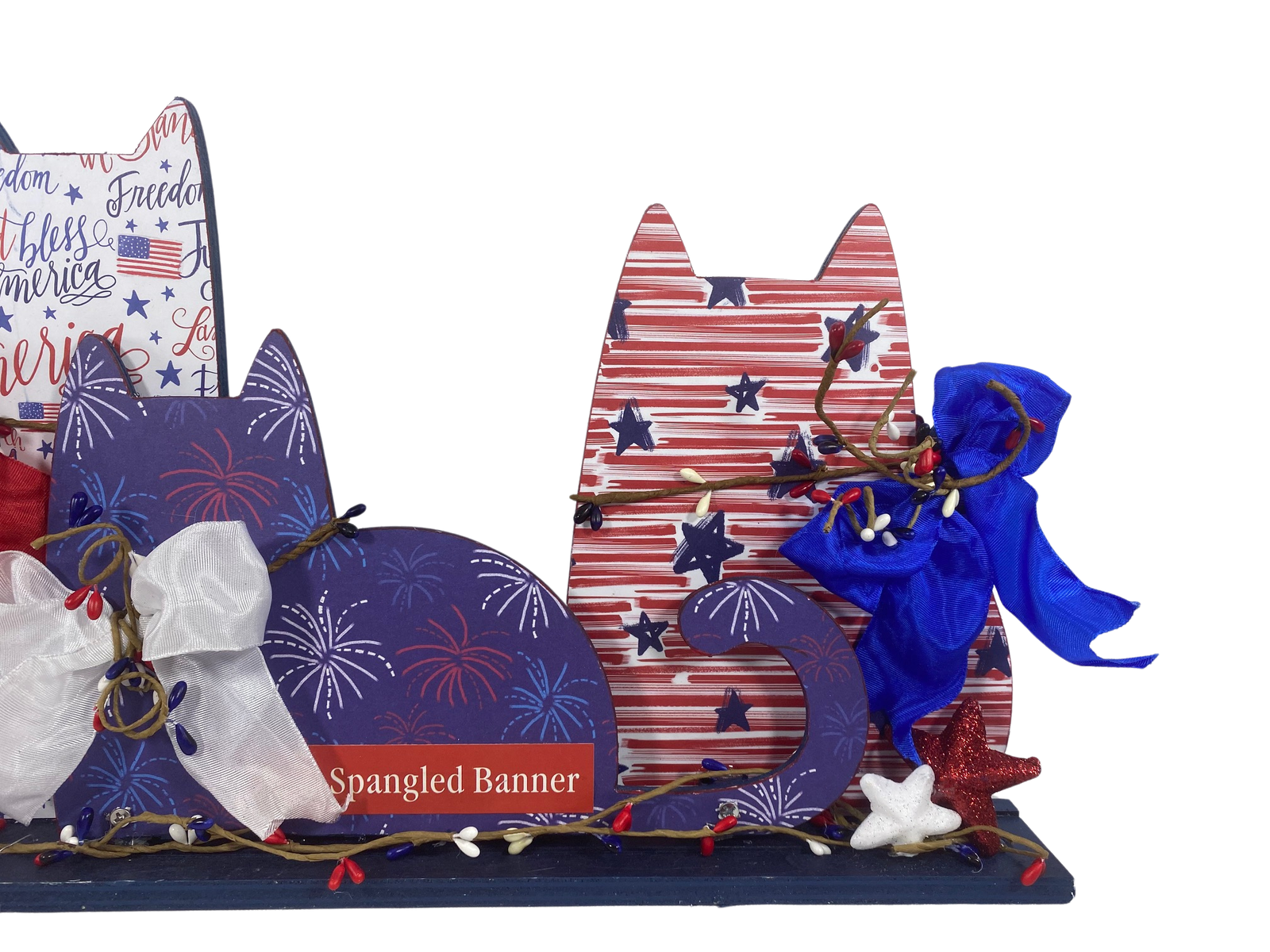 AGD Patriotic Decor - July 4th Wood Trio Cat Tabletop Decor