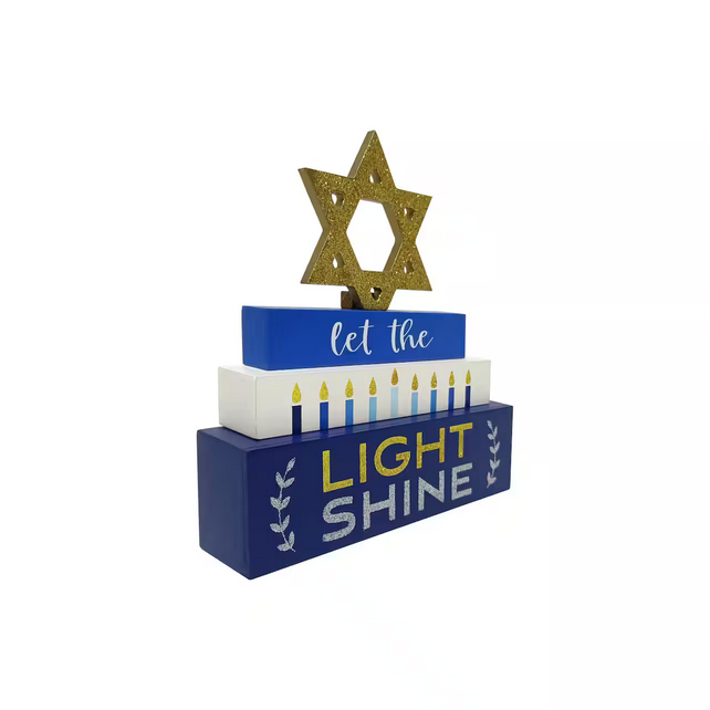 MIchaels Jewish - Let Light Shine Hanukkah Star of David Shalom Block Sign