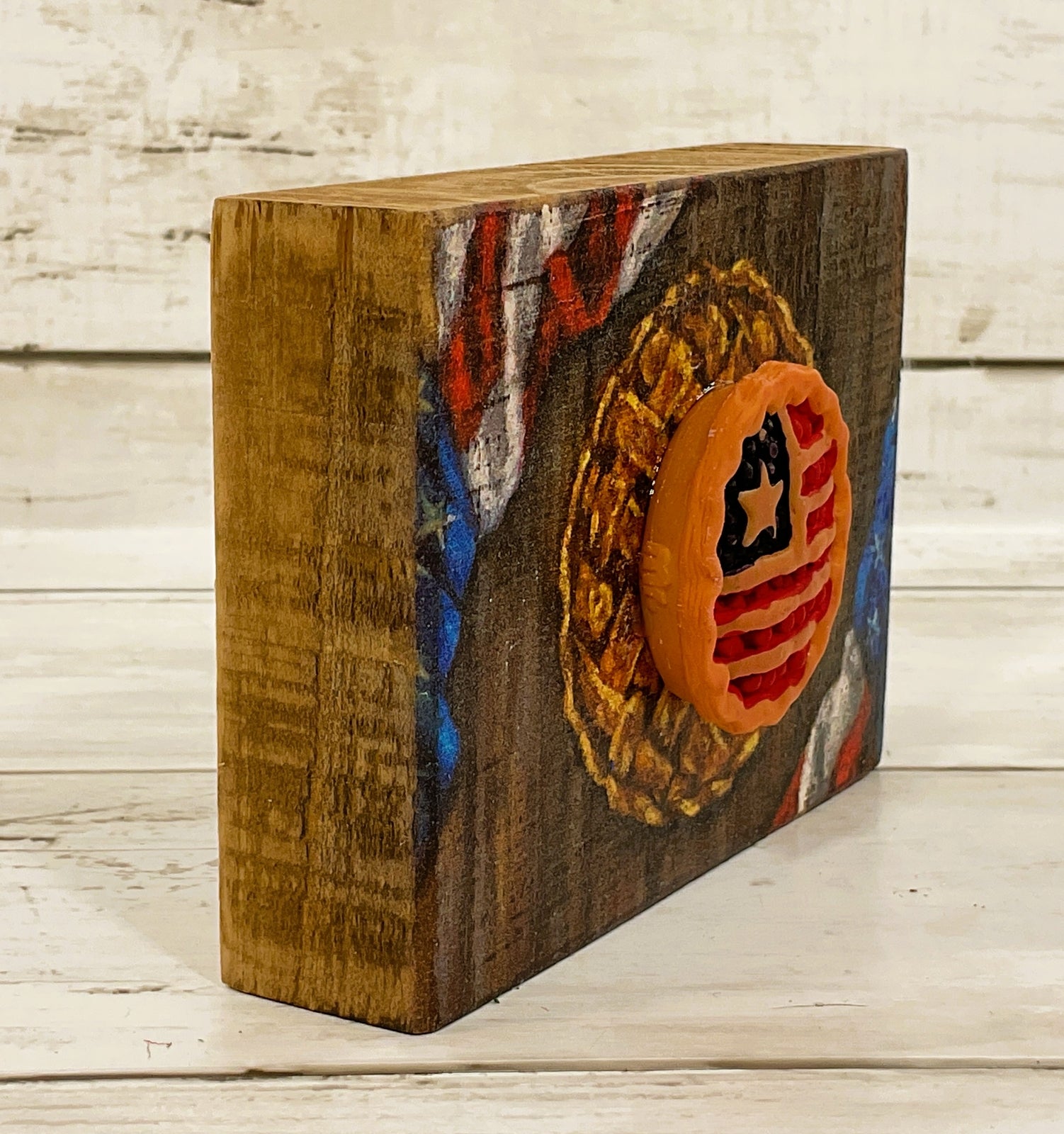 AGD Patriotic Decor - 3-D July 4th American Flag Pie Block Sign