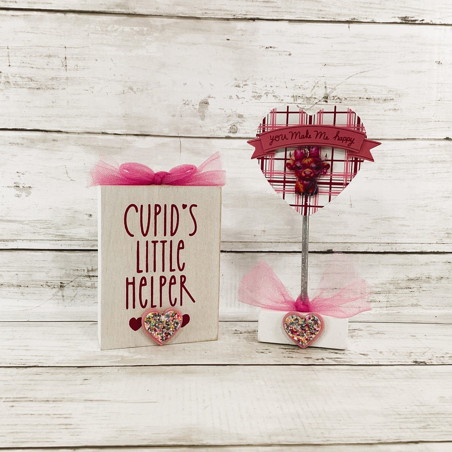 AGD Valentines Decor - Cupid Helper Highland Cow Tier Tray 2pc