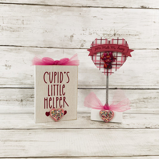 AGD Valentines Decor - Cupid Helper Highland Cow Tier Tray 2pc