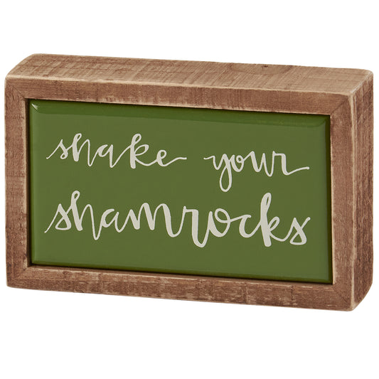 PBK St Patricks Day Decor - Shake Your Shamrock Mini Tier Tray Box Sign