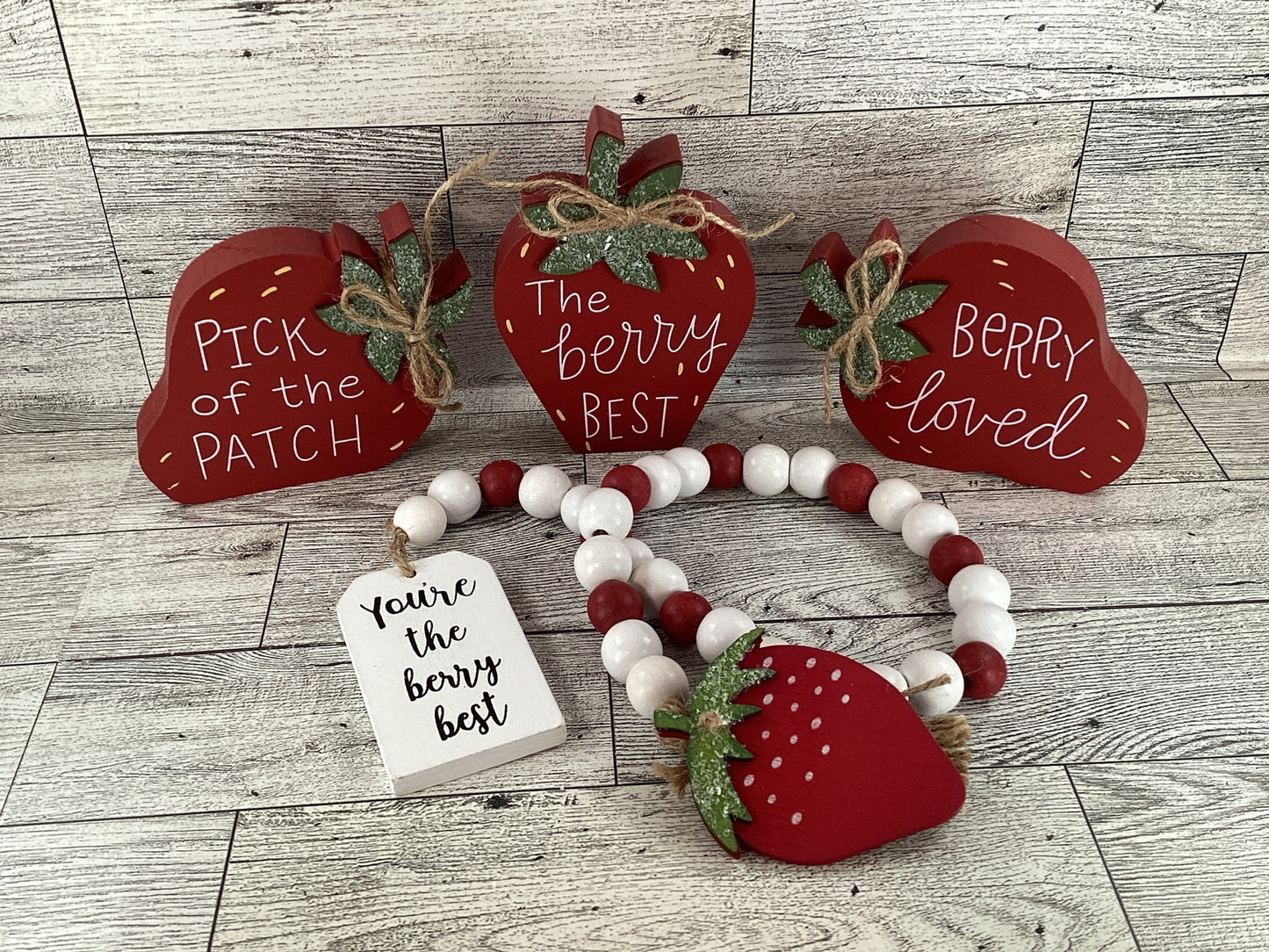 AGD Spring Decor - Summer Strawberry Theme Tier Tray Decor 4pc Set