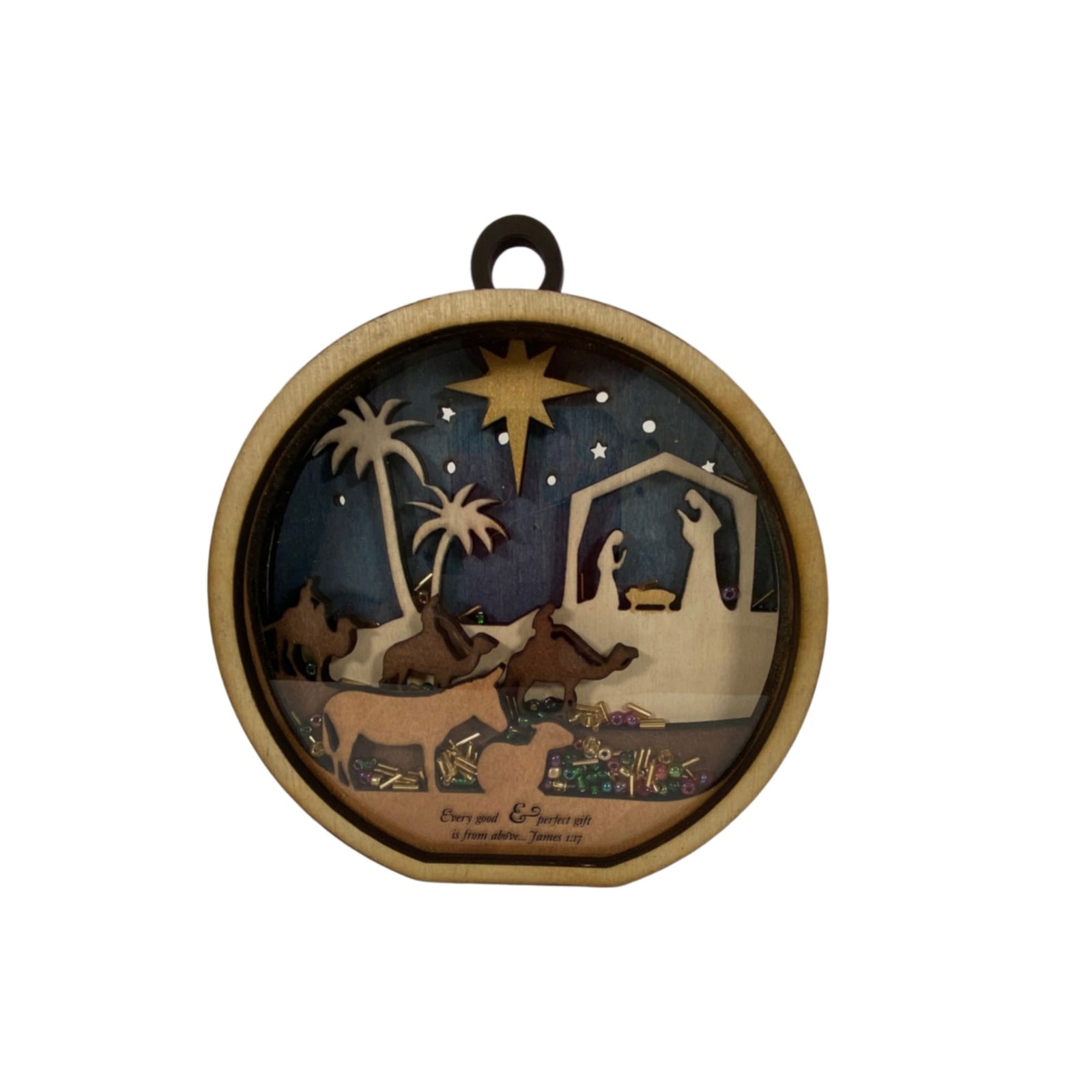 AGD Christmas Decor -  Nativity Layered Scene Chunky Wood Shaker