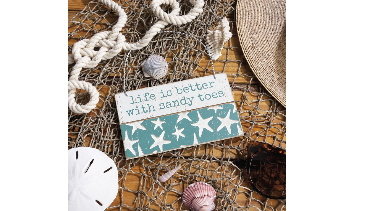 PBK Summer Decor - Sandy Toes Beach Debossed Small Sign Ornament