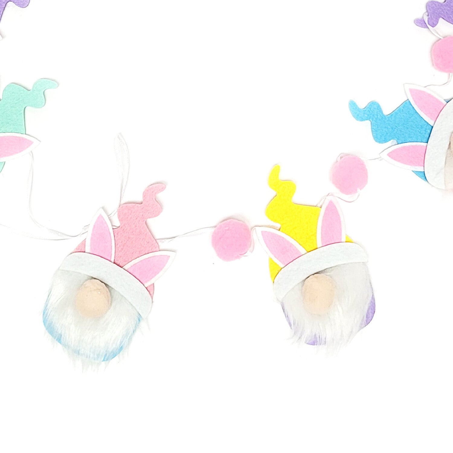 WM Easter Decor - Pastel Spring Gnome Rabbits Garland 6ft long