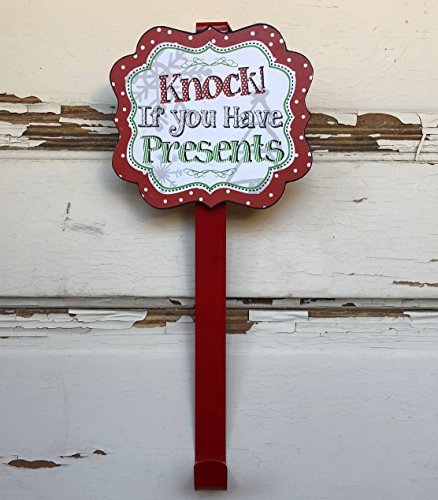 AGD Christmas Decor - Red Knock If You Have Presents Wreath Door Hanger
