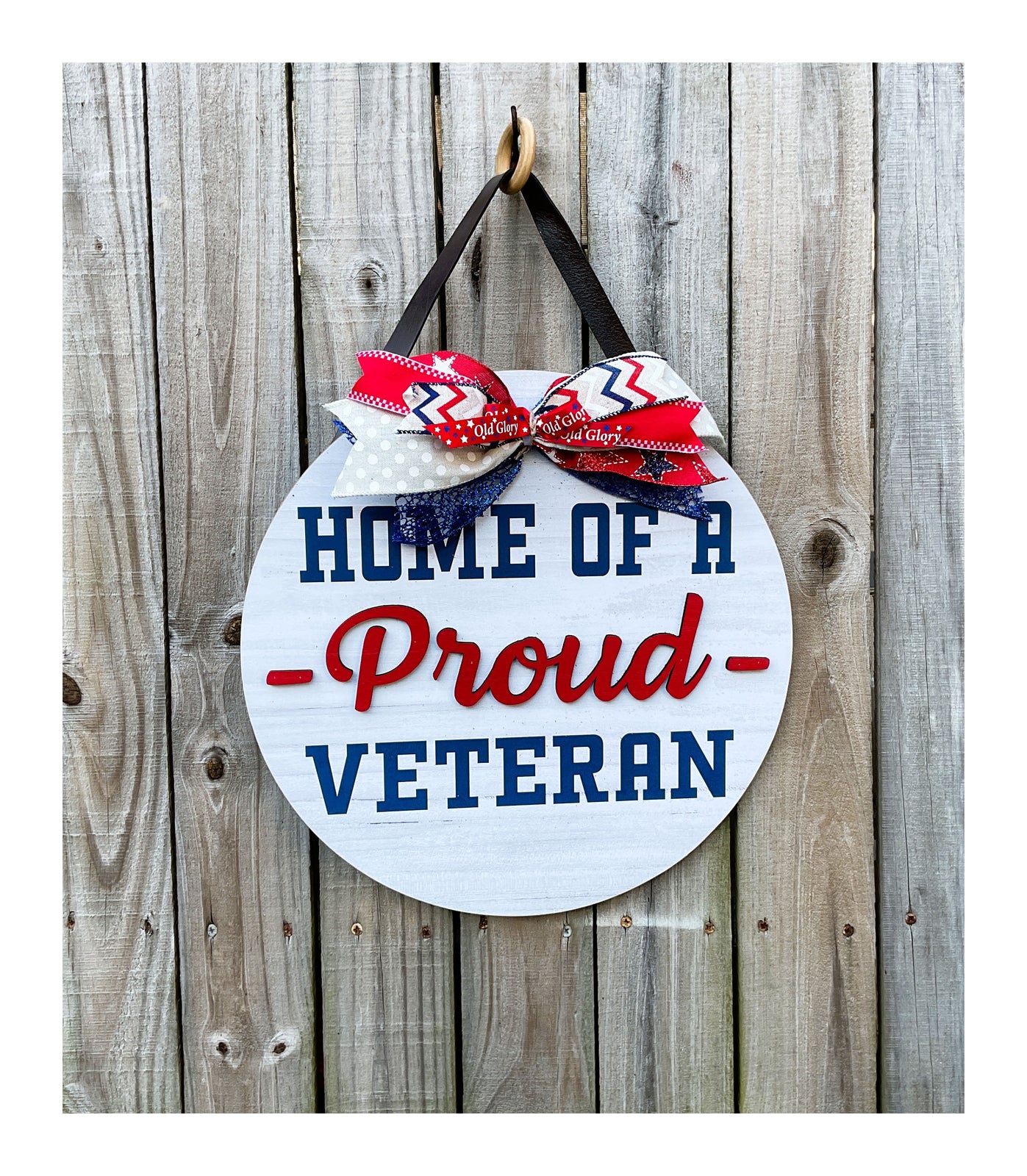 AGD Patriotic Decor - Proud Veteran Wood Wreath Door Wall Sign 15-inch
