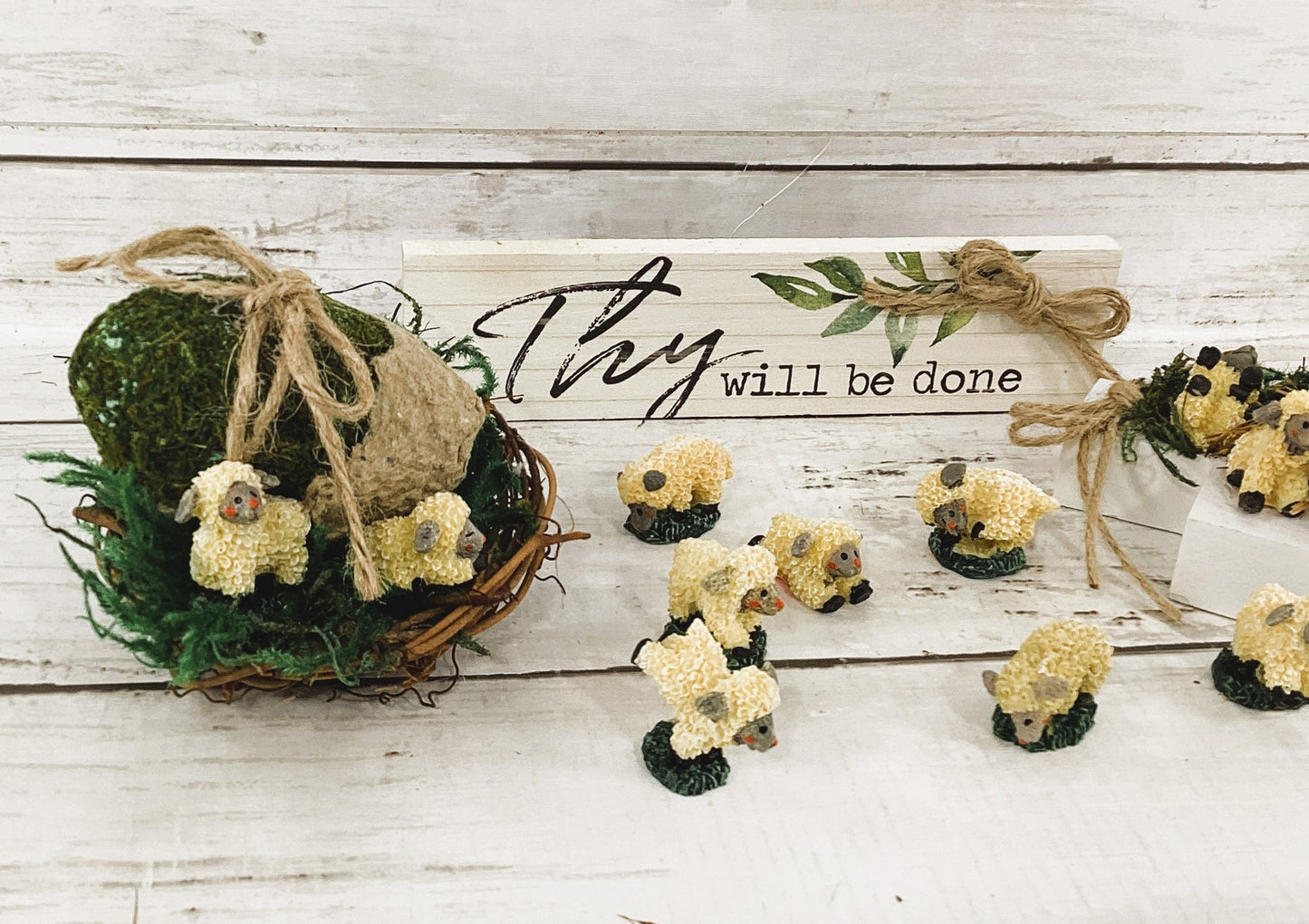 AGD Easter Decor - Thy Will Be Done Nest Lamb Egg Display