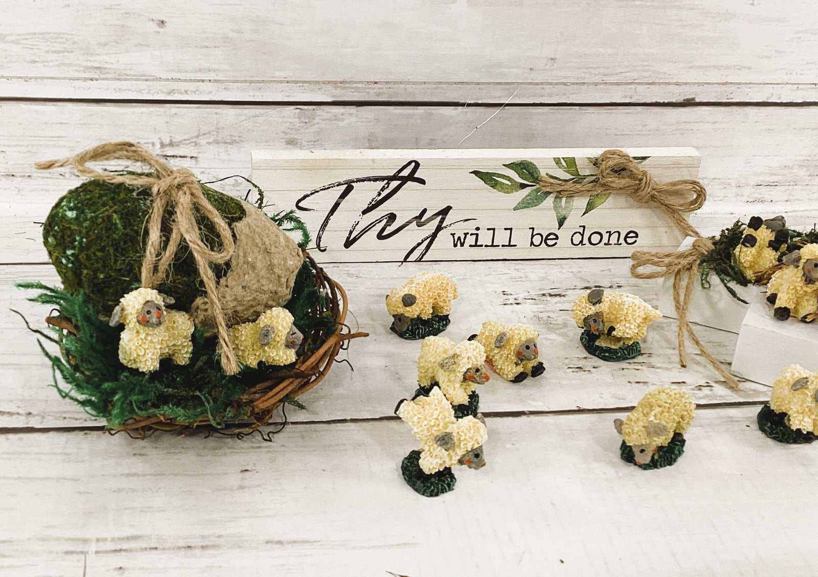 AGD Easter Decor - Thy Will Be Done Nest Lamb Egg Display