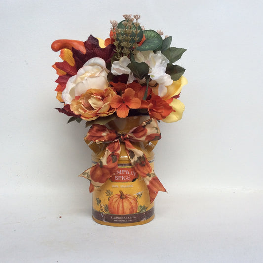 AGD Fall Decor - Pumpkin Spice Milk Can Filled Artificial Floral Display