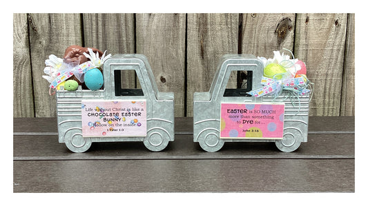 AGD Easter Decor - Jesus Bunny Floral Vintage Truck Display 2pc