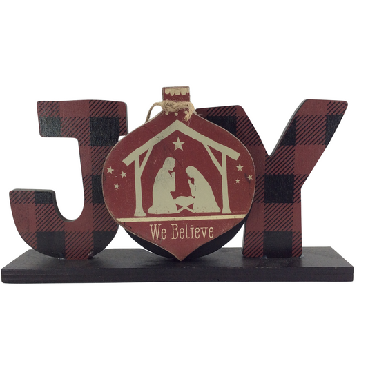 AGD Christmas Decor - Buffalo Check Plaid Joy We Believe Nativity