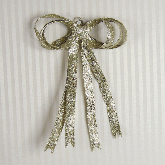 Adams Fabric Pre-Made Elegant Bow Silver Gold Chunky Glitter 16" x 10"