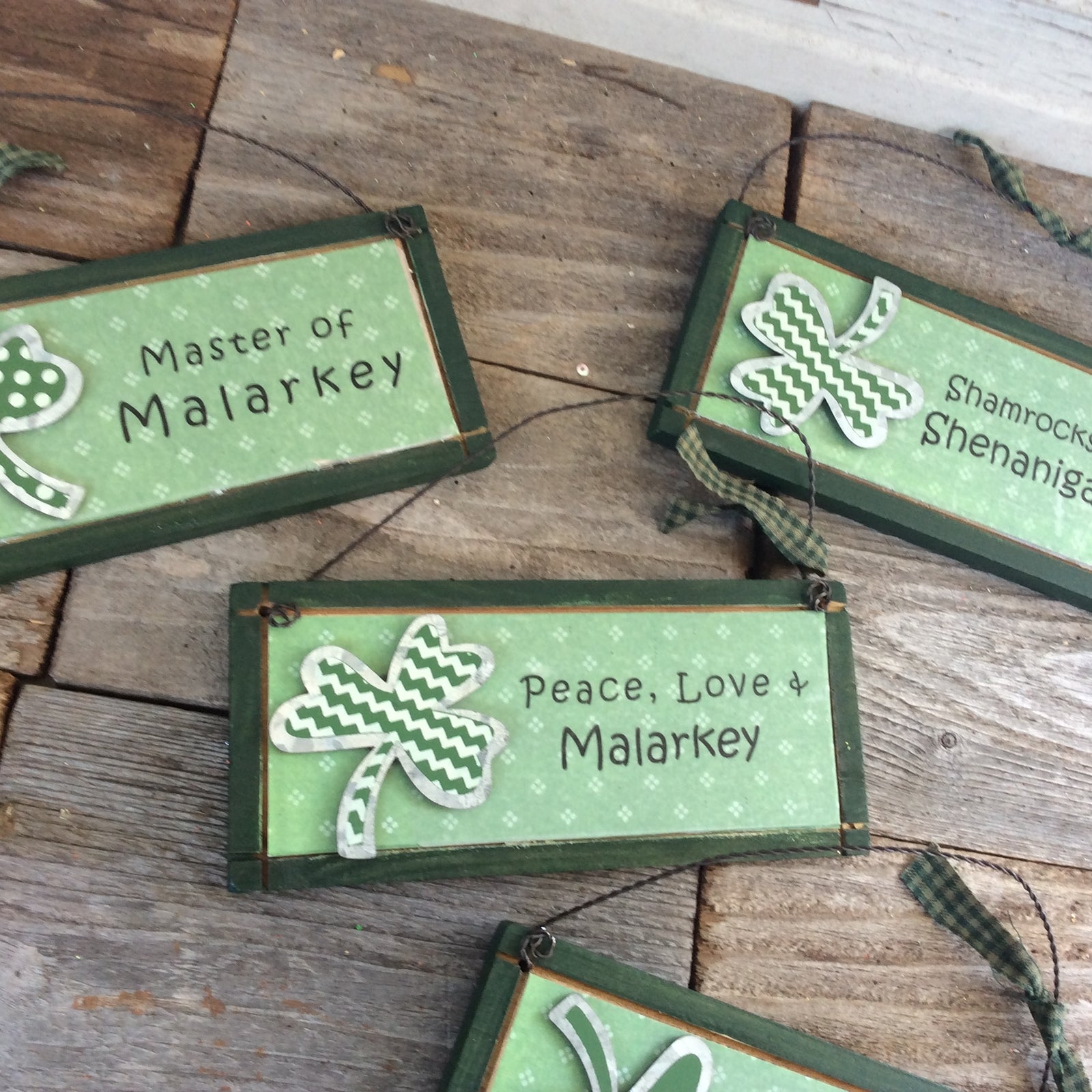 AGD Saint Patricks Decor - Snarky Irish Humor Wood Ornaments 4pc Set