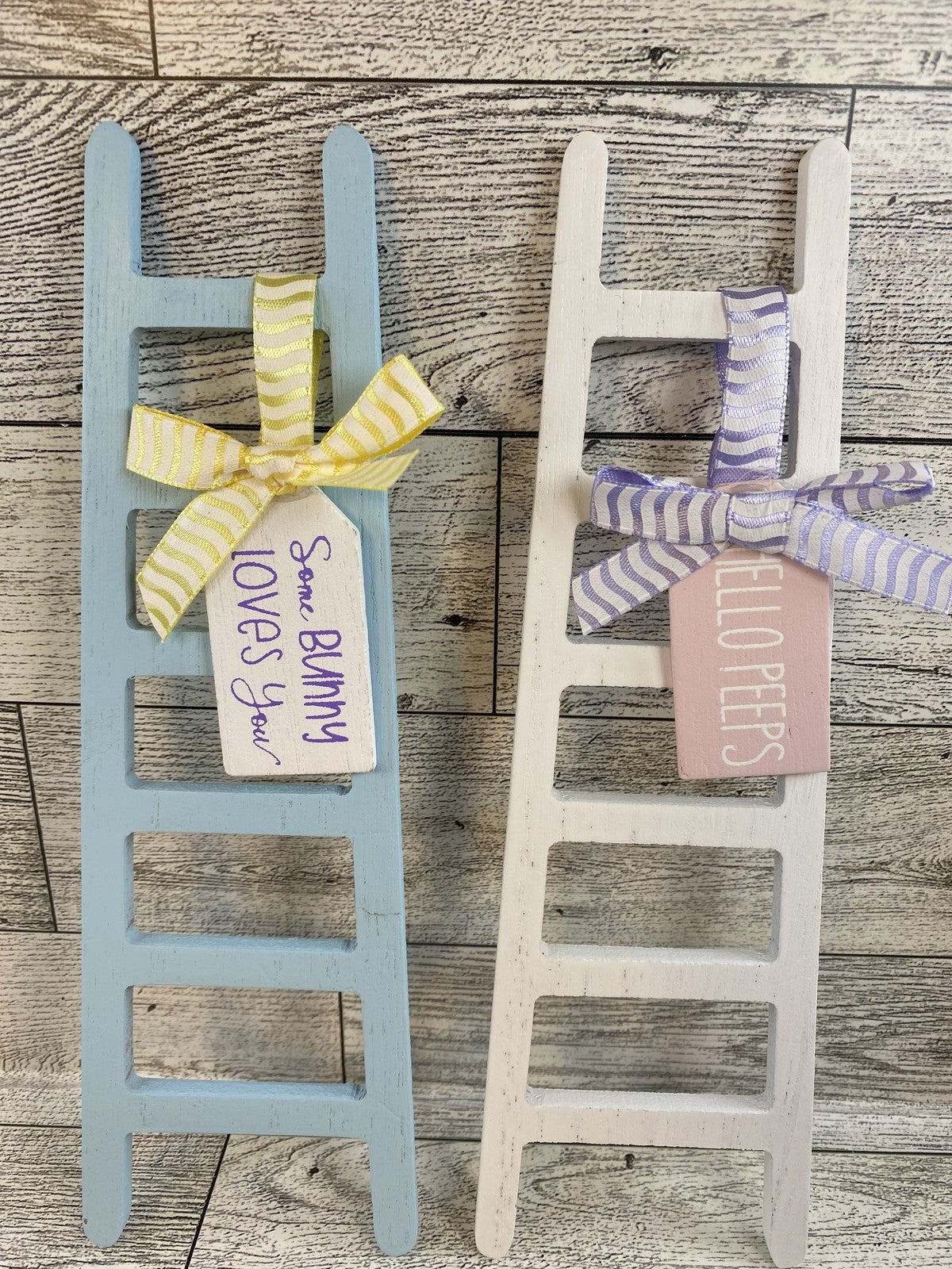 HL Easter Decor - Welcome Peep Welocme Bunny Love Wood Mini Ladders 3pc