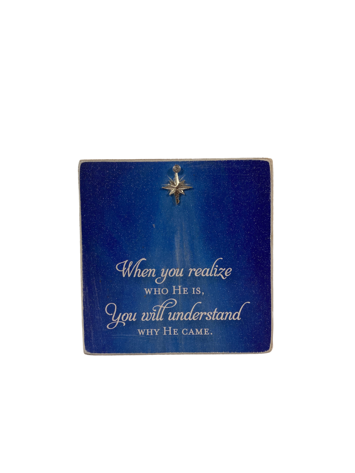 AGD Christmas Decor - Baby Jesus Savior Nativity Block Tier Tray Signs 2pc