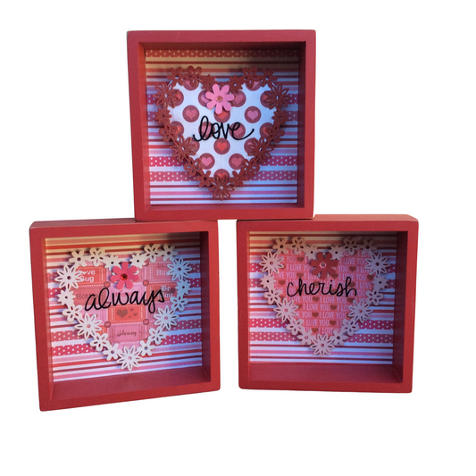 AGD Valentines Decor - Cherish Always Love Collage Box Signs 3pc