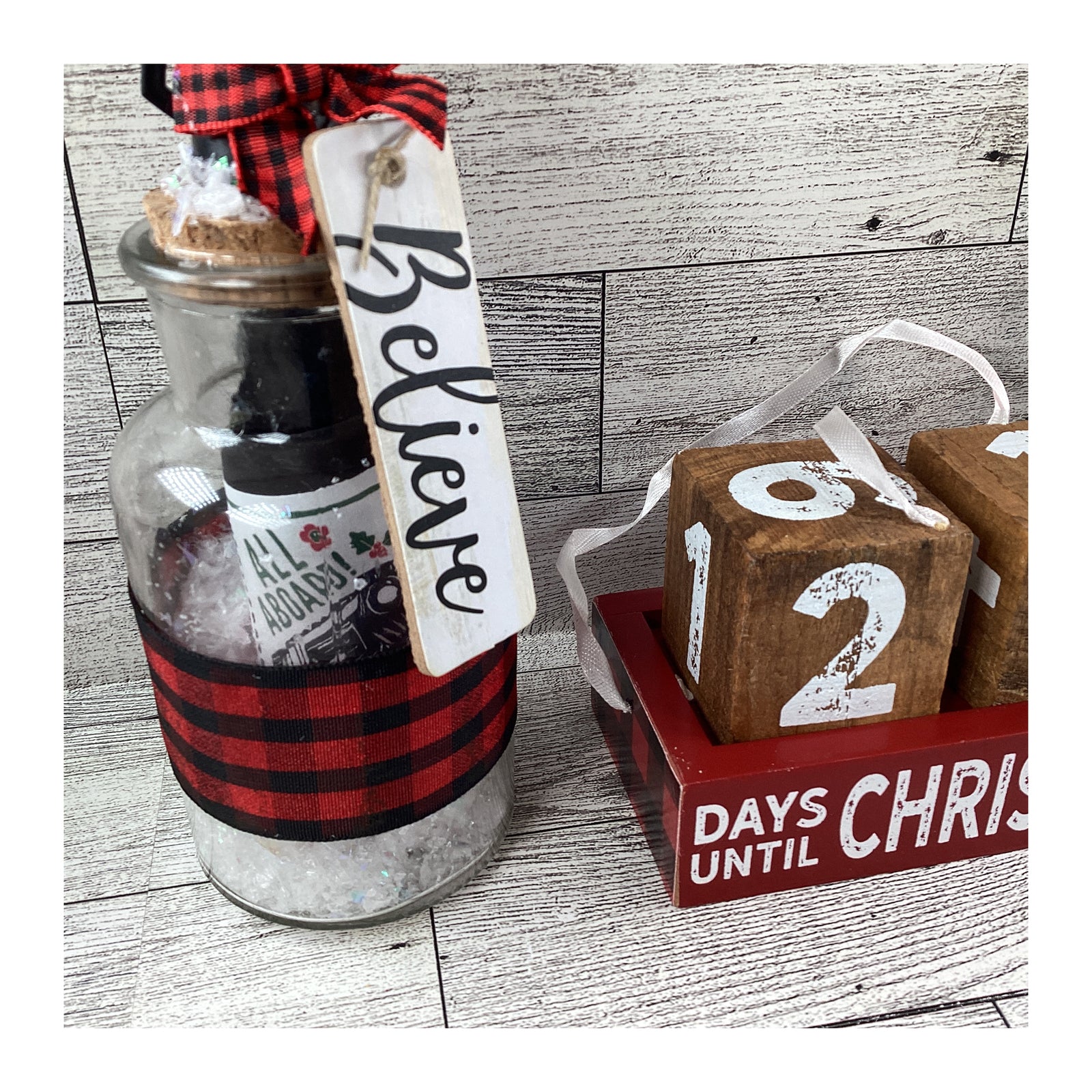 AGD Christmas Decor - Shaker Jar Countdown Calendar Booth Tier Tray 3pc Set