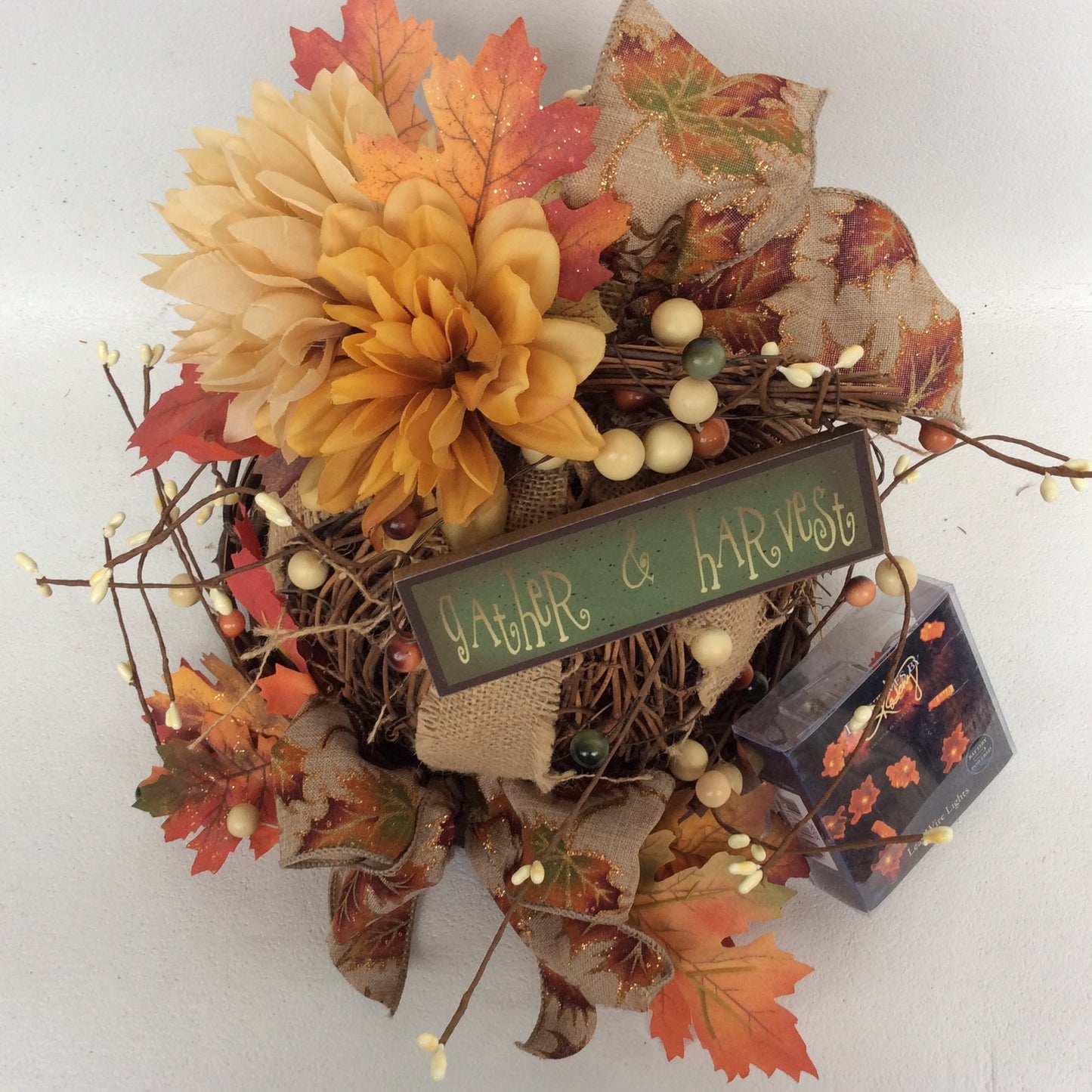 AGD Fall Decor-  Gather & Harvest Floral Grapevine Pumpkin Display