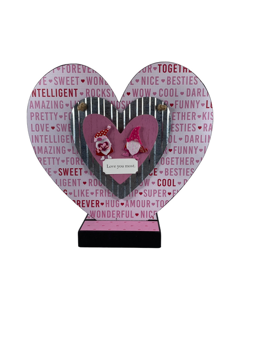 AGD Valentines Decor - Love You Most Double-sided Heart Table Sitter 12inch