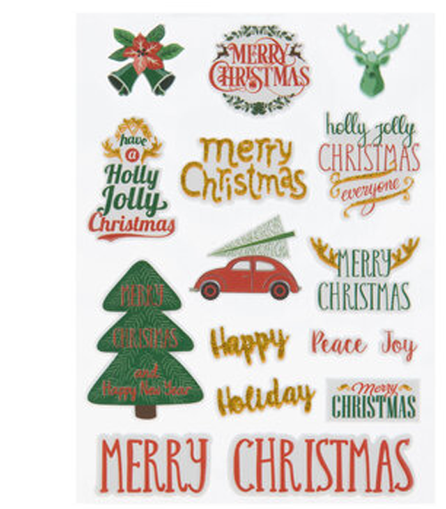 HL Craft Supply  - Bulk Merry Christmas Puffy Stickers  5 Sets