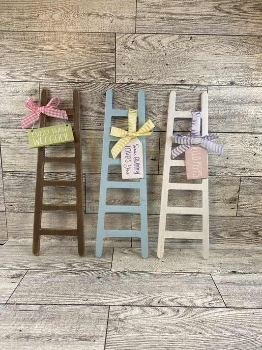 HL Easter Decor - Welcome Peep Welocme Bunny Love Wood Mini Ladders 3pc