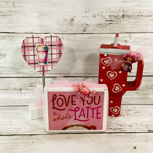 AGD Valentines Decor - Love You a Latte Coffee Cup Tier Tray 3pc