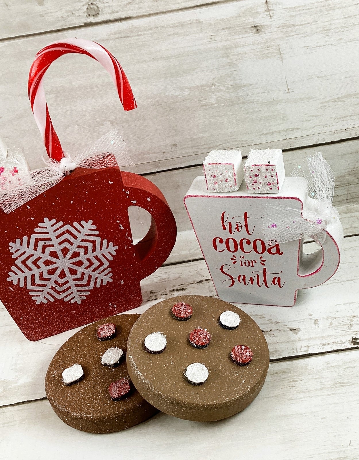 AGD Christmas Decor -  Candy Cane Hot Cocoa Santa Cookies Tier Tray 4pc