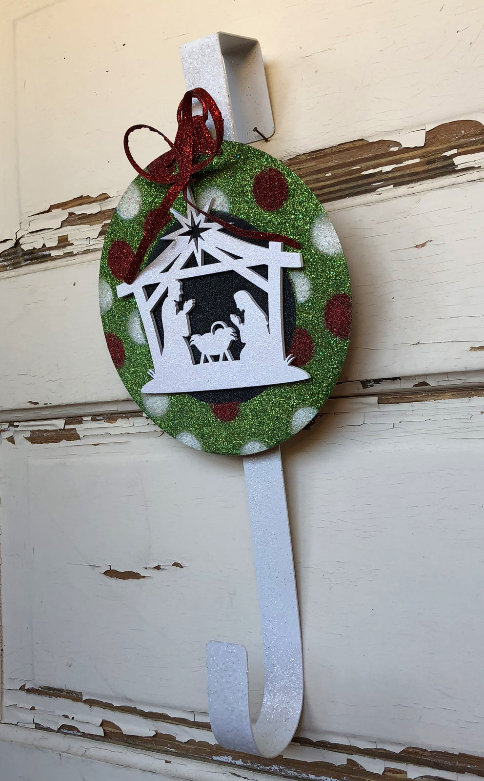 AGD Christmas Decor - Designer Nativity Bulb Wreath Door Hanger