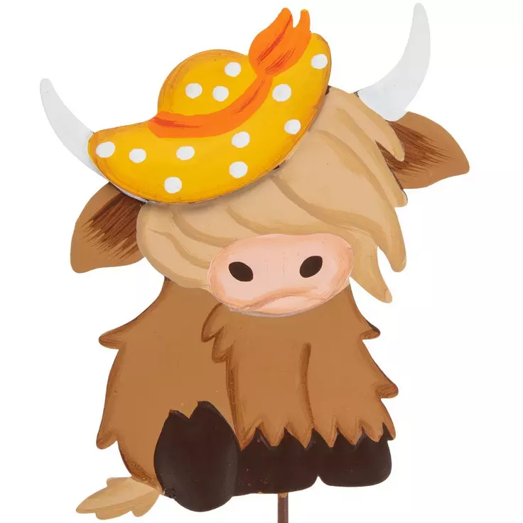 HL Spring Decor - Highland Cow Metal Garden Plant Pick 2pc