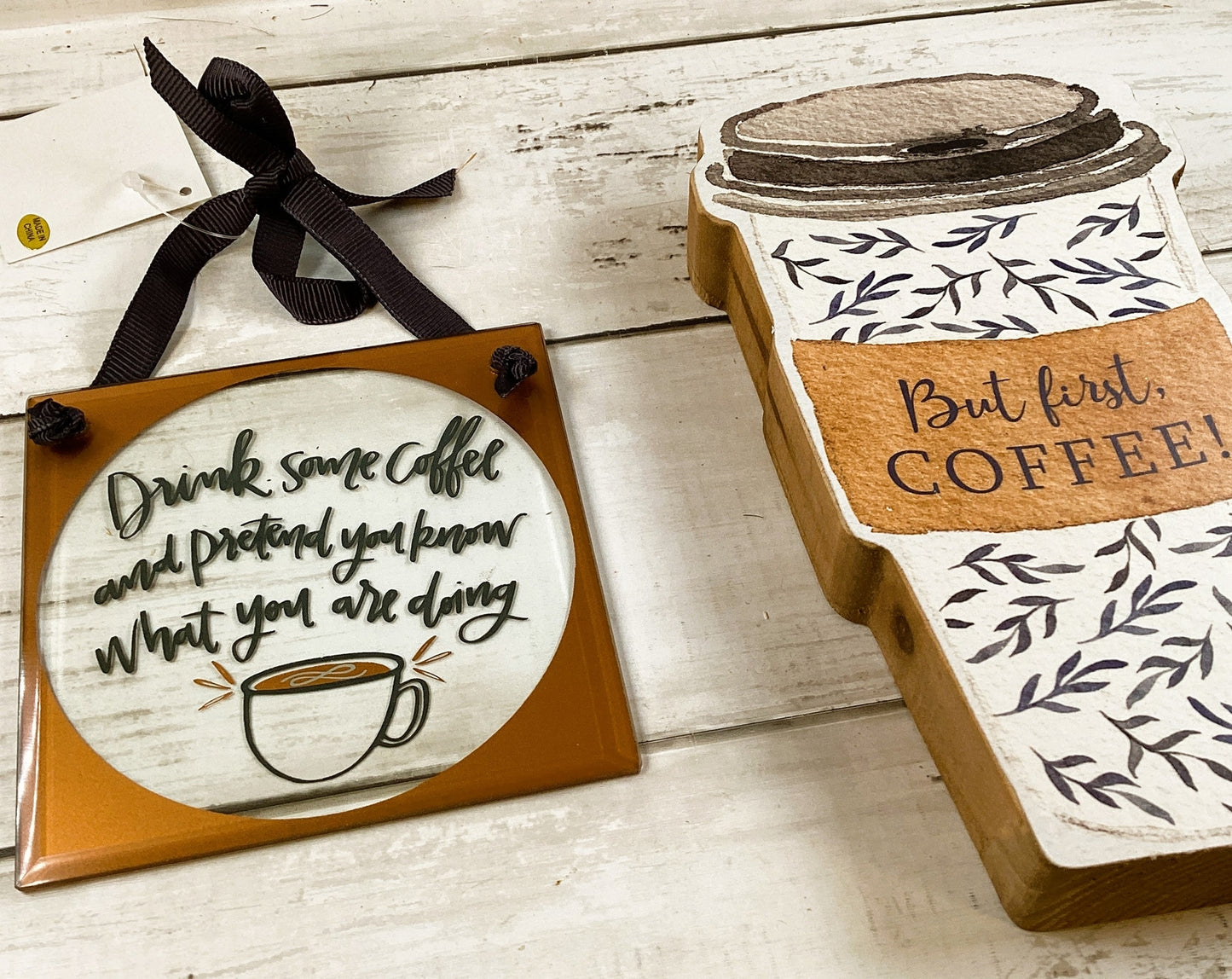 PBK Home Decor - Snark Drink Coffee Saying Glass Ornament