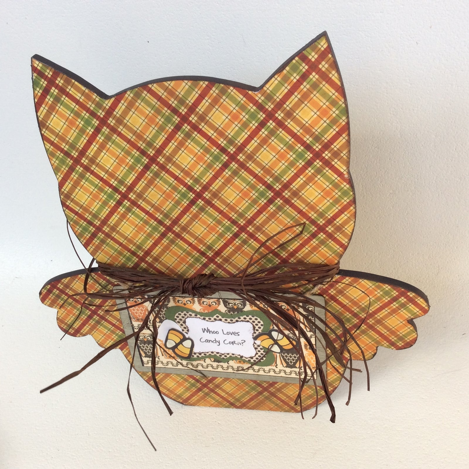 AGD Fall Decor - Whoo Loves Candy Corn Owl Tabletop Display