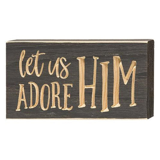 CWI Christmas Decor - Let Us Adore Him Engraved Tabletop Sign