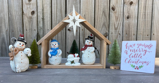 AGD Christmas Decor - Merry Little Christmas Snowmen Nativity Small Set