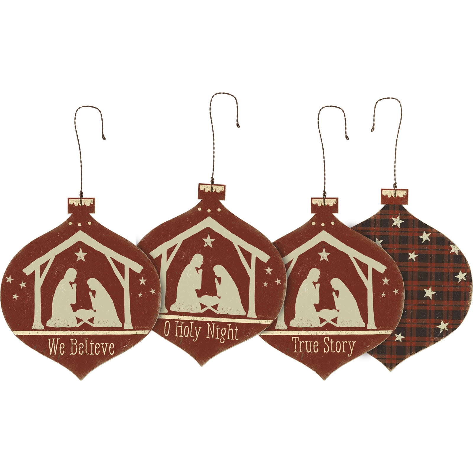 PBK Christmas Decor - We Believe True Story Nativity Ornaments 3pc Set