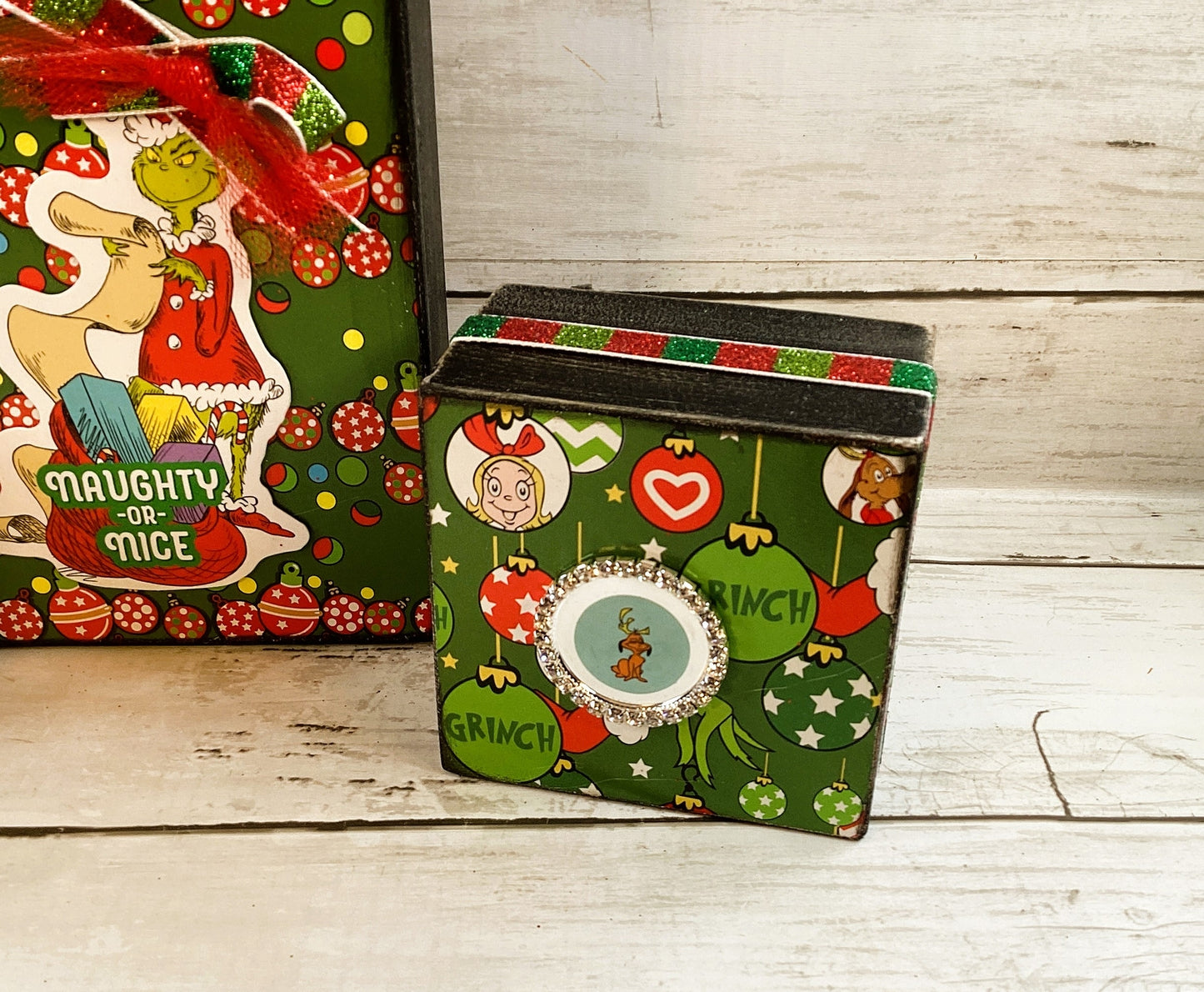 AGD Christmas Decor - Whimsy Green Monster Wood Gift Box Signs 3pc