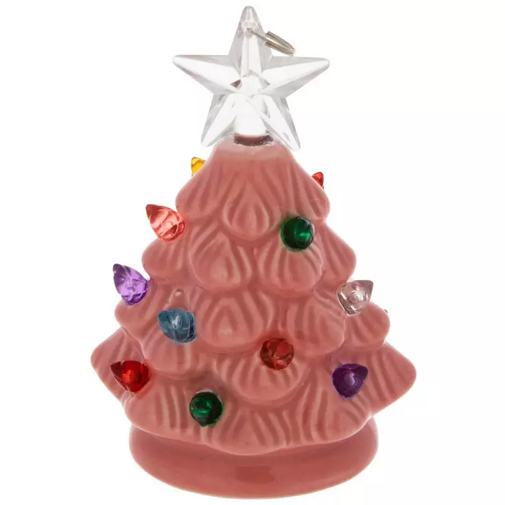 HL Christmas Decor - LED Ceramic Pink Tree Ornament