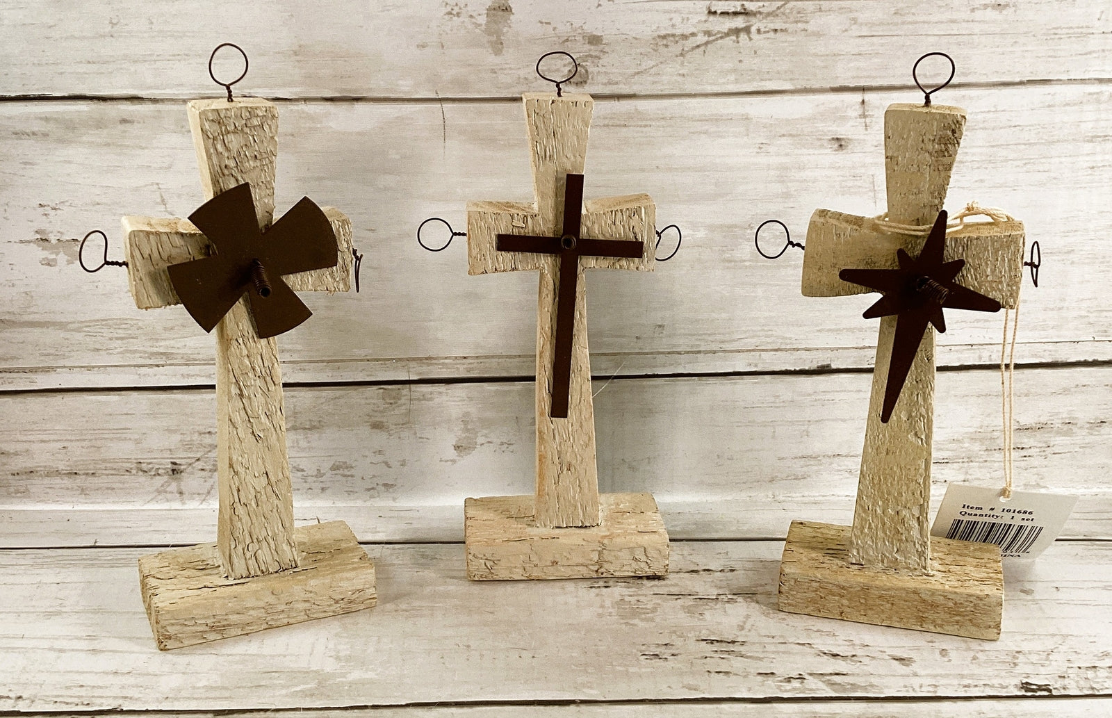 OWI Easter Decor - Grace Amazing Rustic Farmhouse Cross 4pc Set